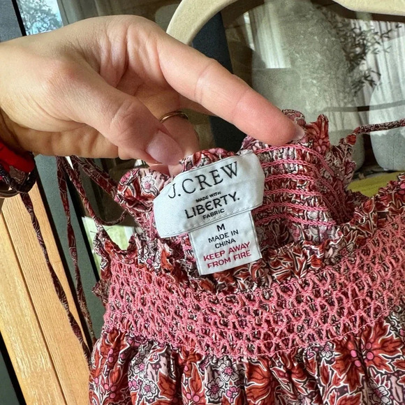 J. CREW x Liberty London Blouse top tank bows tie straps smocked floral print - Picture 3 of 4